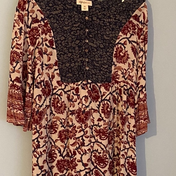 Light Airy Boho Print pullover Dress from Style and Company PS - Picture 3 of 7